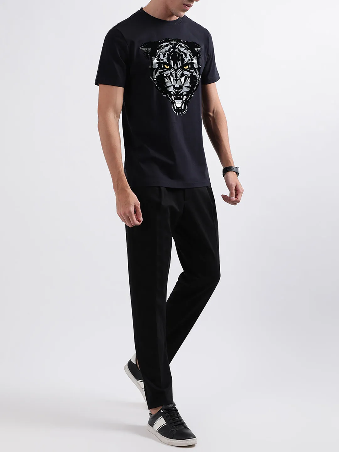 Antony Morato Blue Animal Print Regular Fit T-Shirt