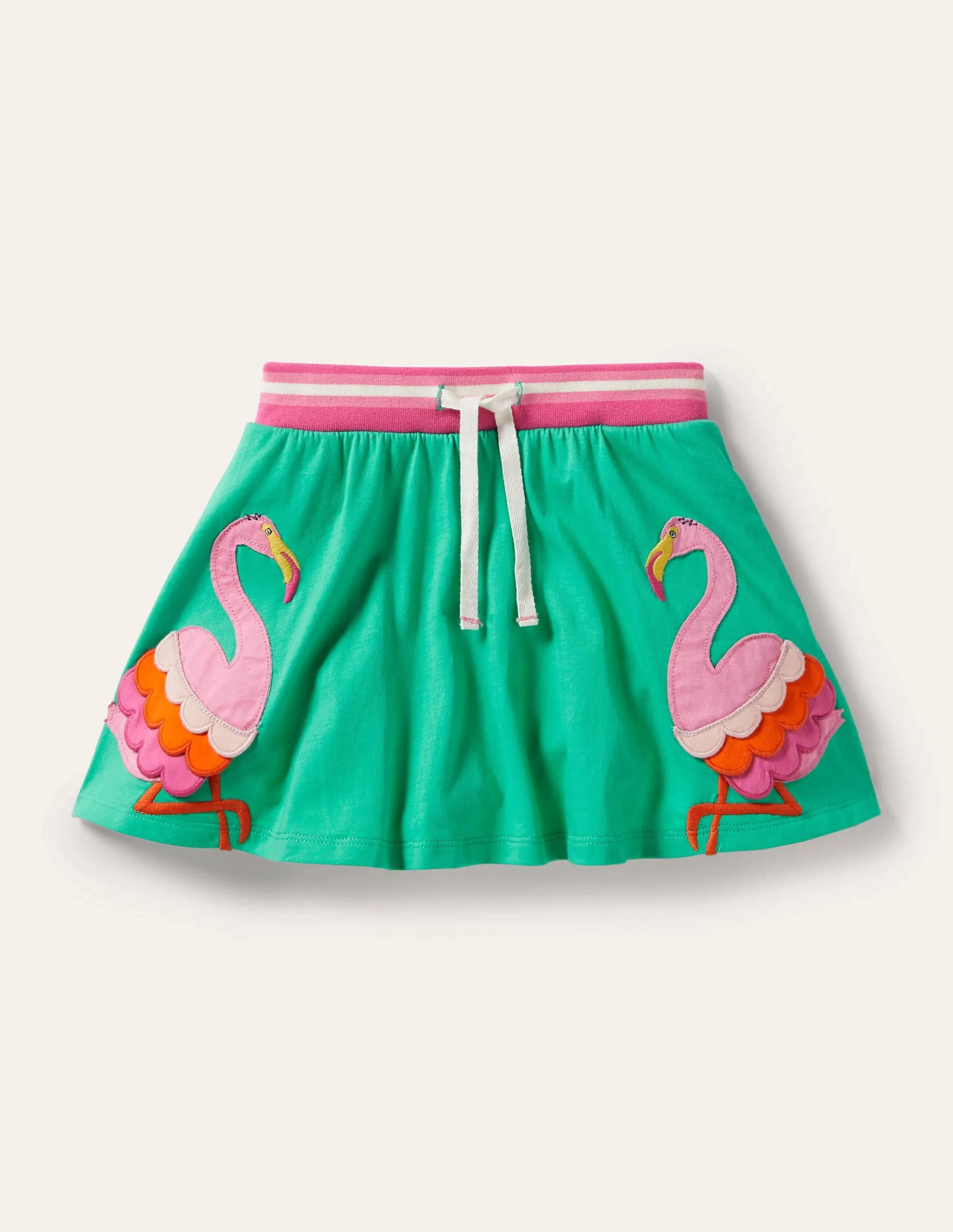 Appliqué Jersey Skort-Tropical Green Flamingo