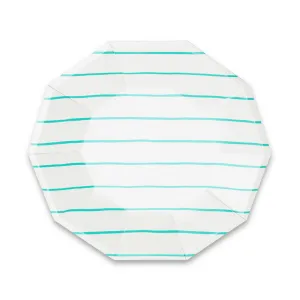 Aqua Frenchie Striped Large Plates