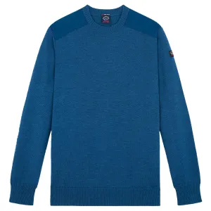 Aqua Wool Crew Neck with Typhoon Details