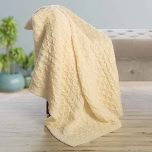 Aran Fisherman Honeycomb Blanket- Cream