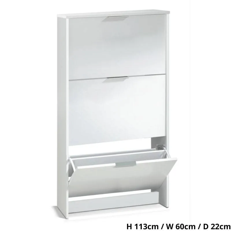 Arctic High Gloss White Shoe Cabinet w/ 3 Doors