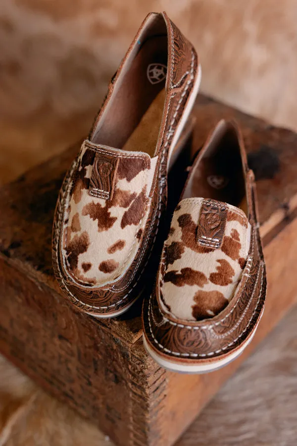 Ariat Cruiser Slip On Shoe [Tan Floral Emboss Brindle Hair on Hide]