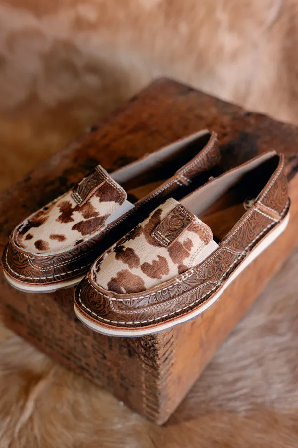Ariat Cruiser Slip On Shoe [Tan Floral Emboss Brindle Hair on Hide]