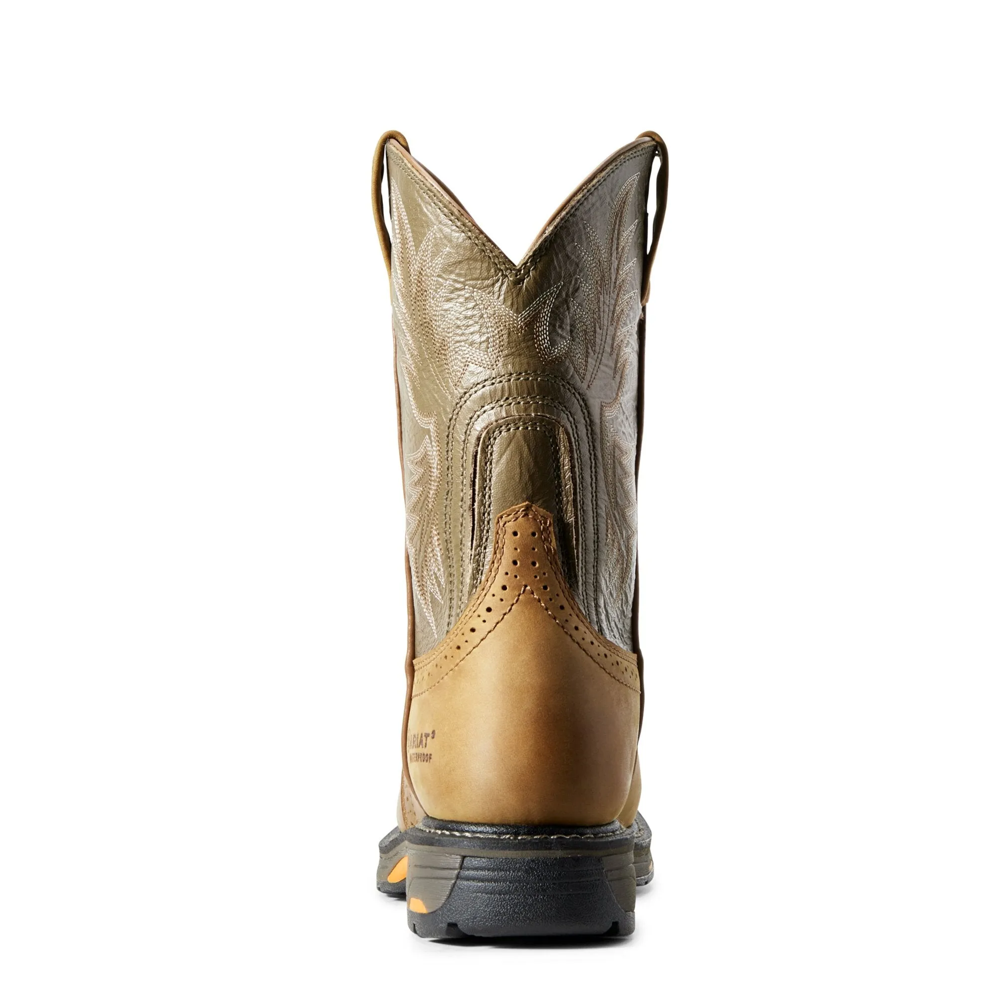 Ariat Men's Workhog Pull-on Waterproof Pro Work Boot, Aged Bark/Army Green