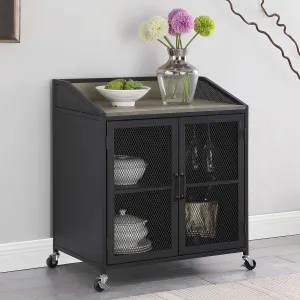 Arlette Wine Cabinet with Wire Mesh Doors Grey Black