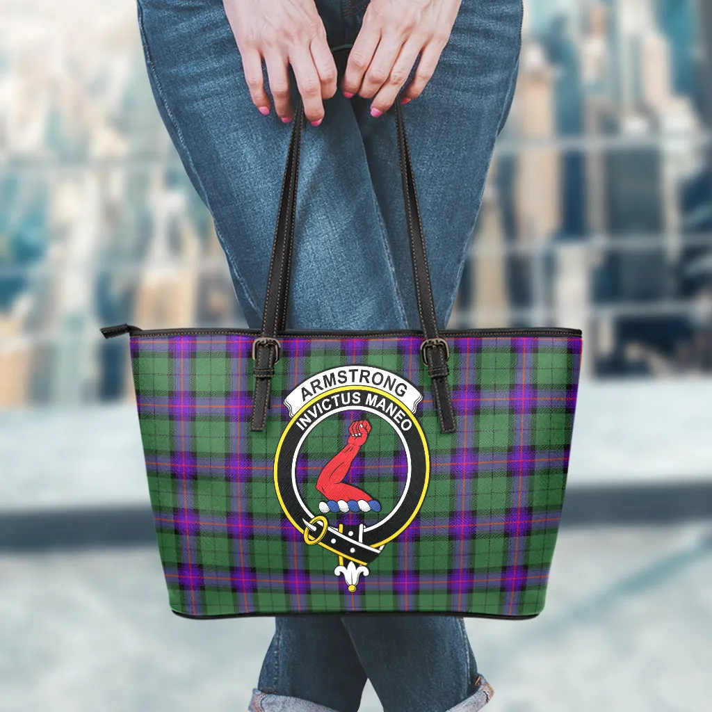 Armstrong Modern Tartan Leather Tote Bag with Family Crest