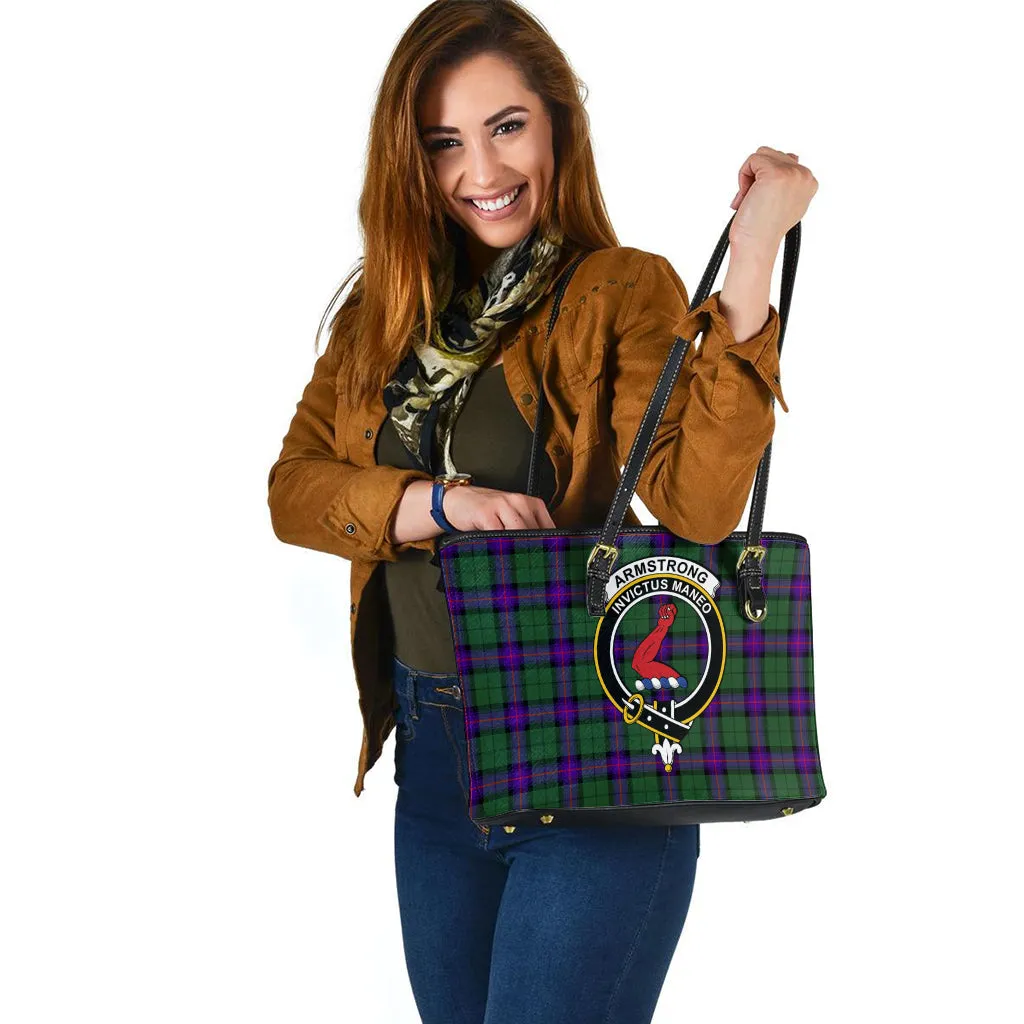 Armstrong Modern Tartan Leather Tote Bag with Family Crest