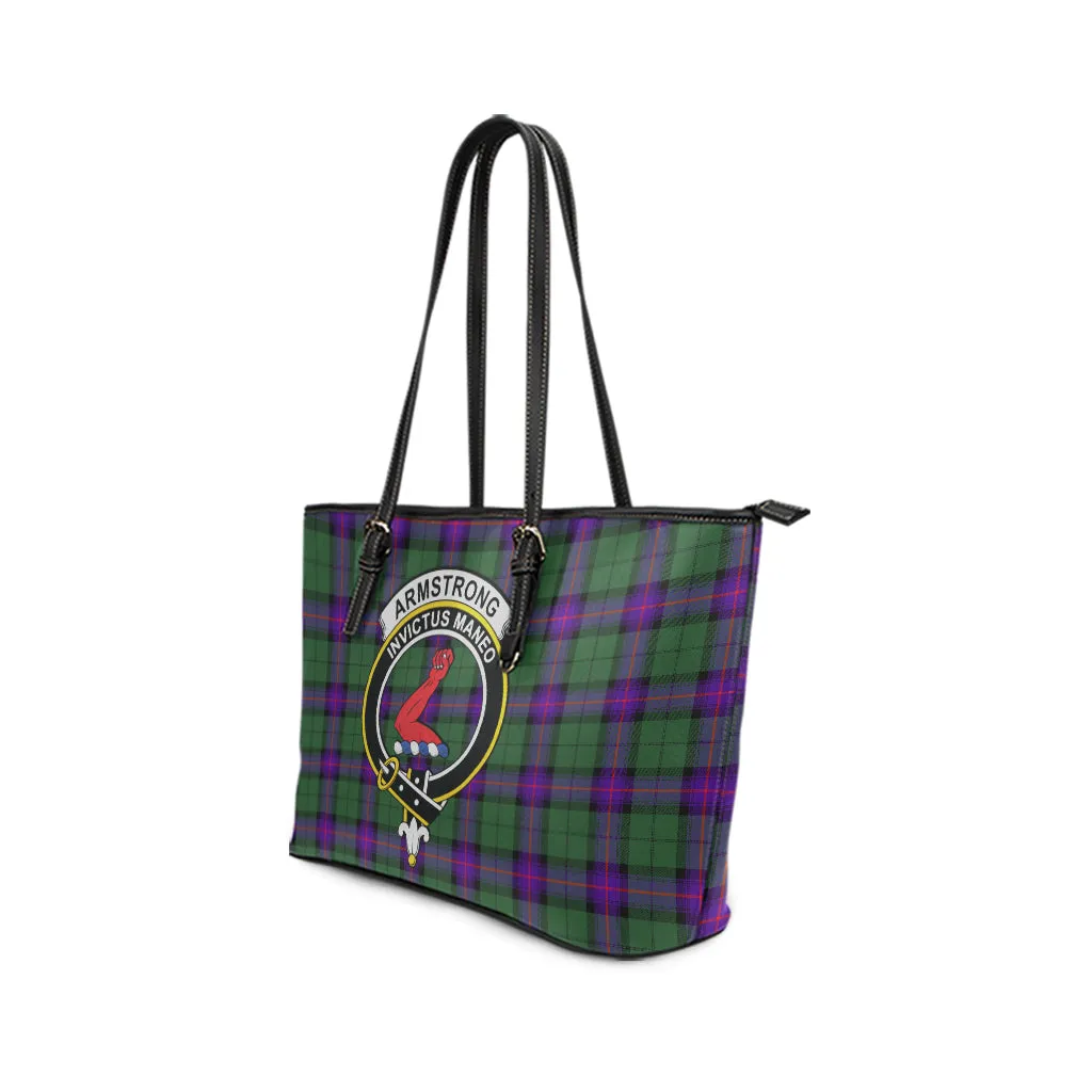 Armstrong Modern Tartan Leather Tote Bag with Family Crest