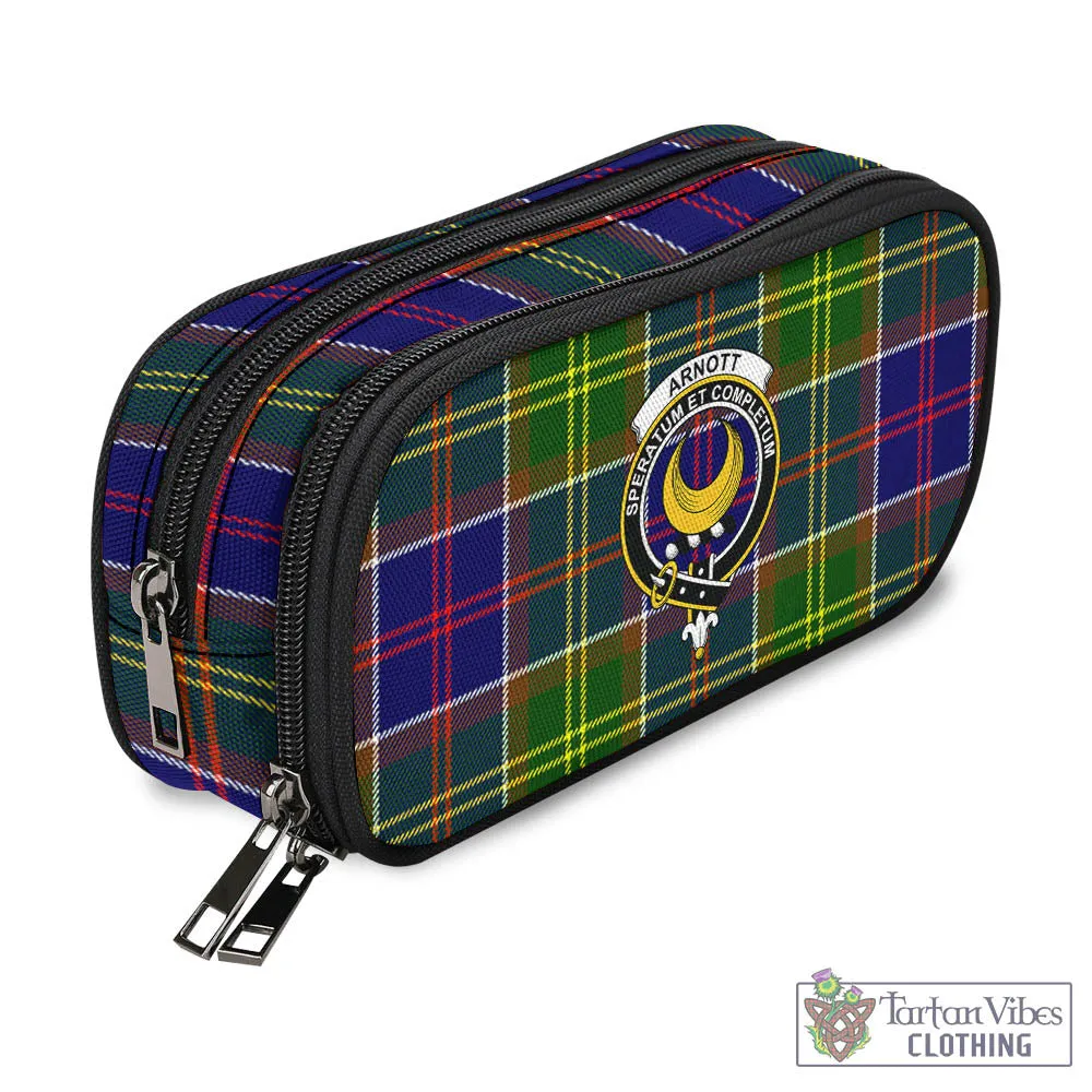 Arnott Tartan Pen and Pencil Case with Family Crest