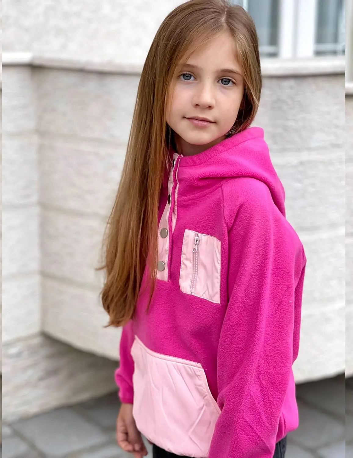 Arshiner Girls Fleece Pullover Hooded Sweatshirt Colorblock Sherpa Hoodie