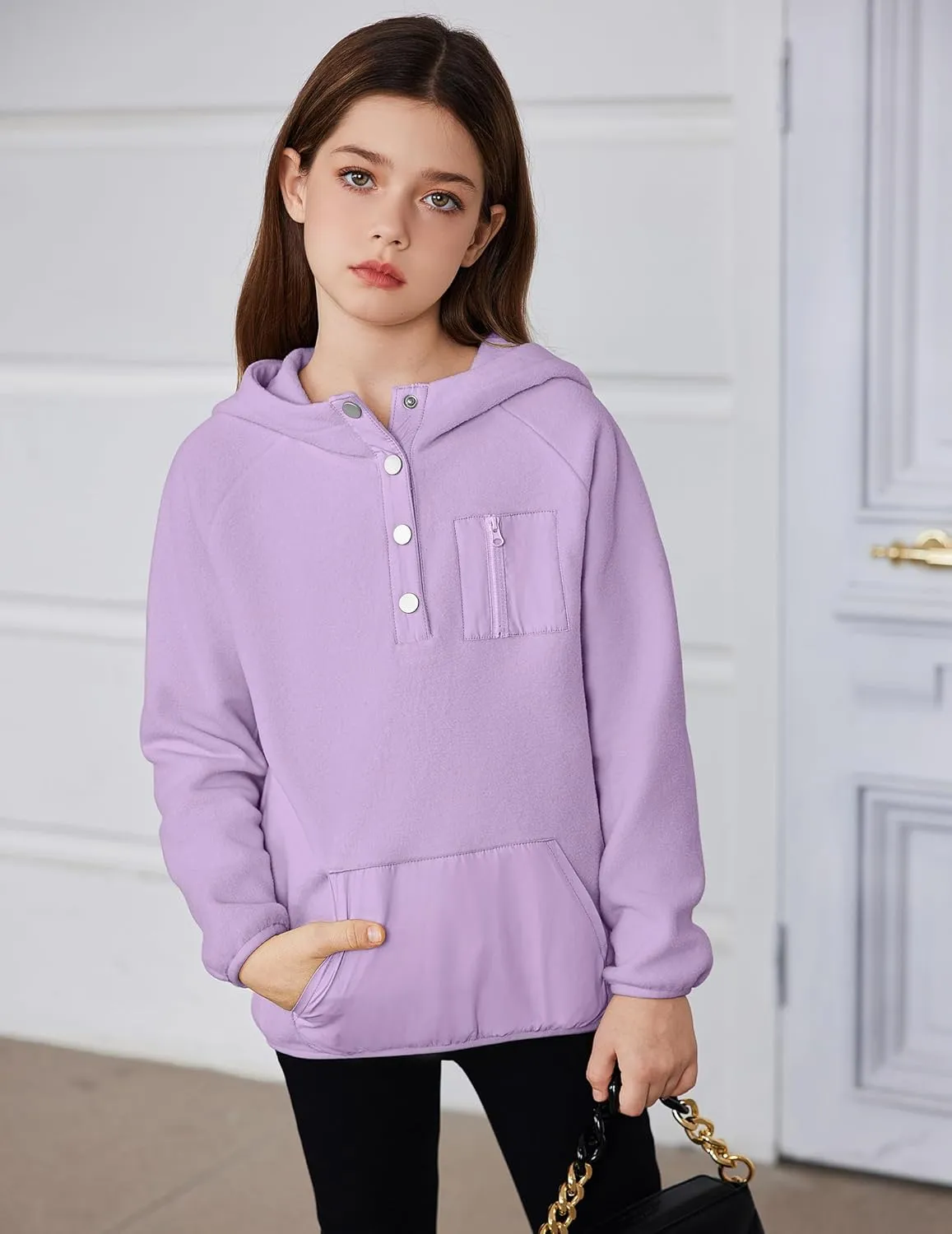 Arshiner Girls Fleece Pullover Hooded Sweatshirt Colorblock Sherpa Hoodie