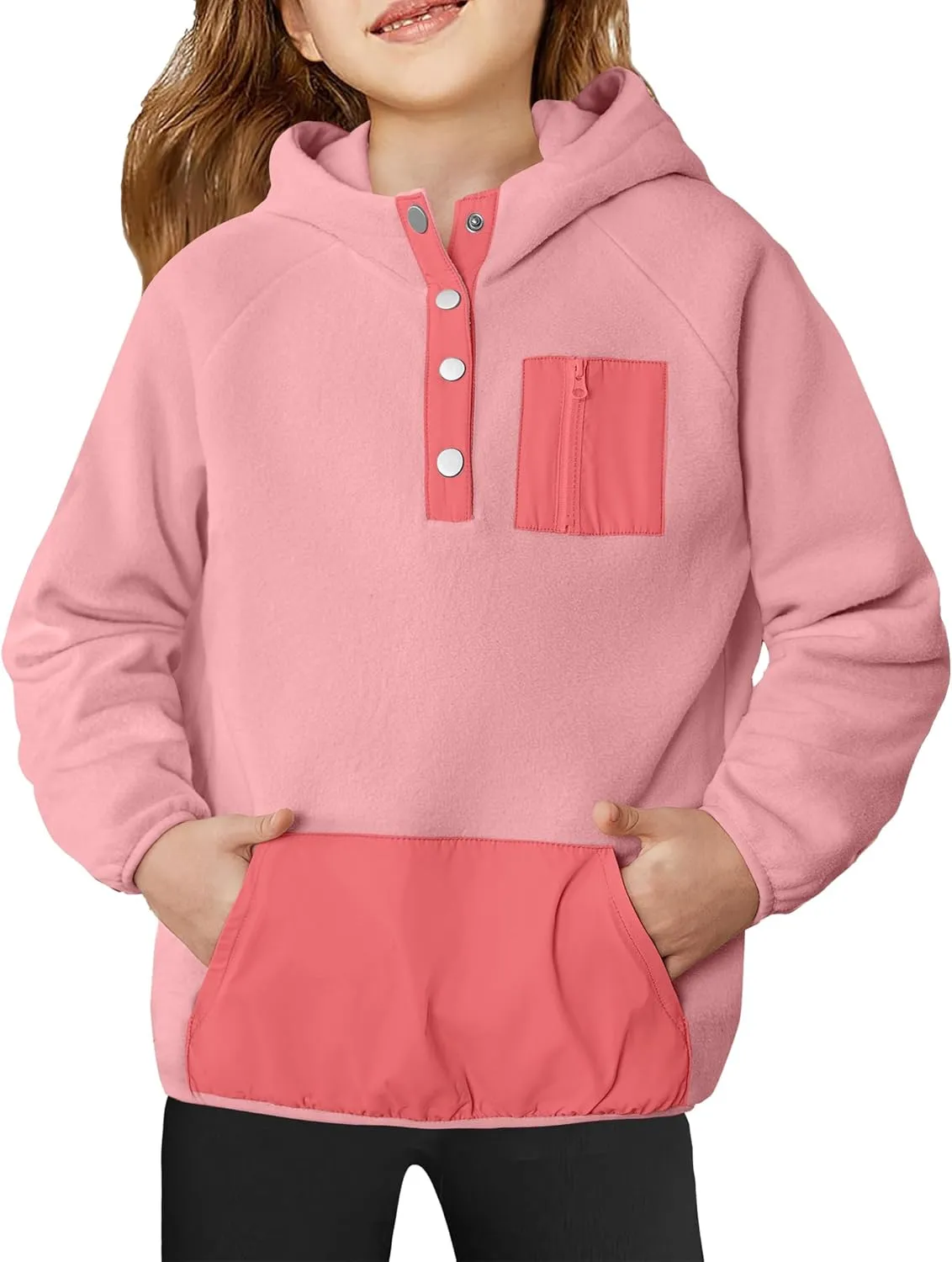 Arshiner Girls Fleece Pullover Hooded Sweatshirt Colorblock Sherpa Hoodie