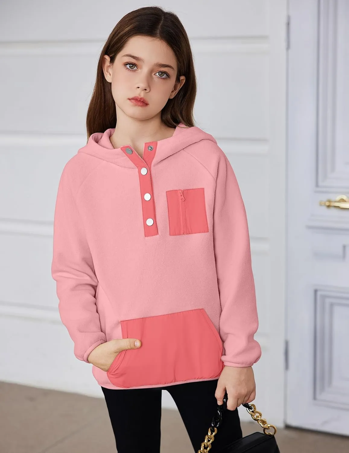 Arshiner Girls Fleece Pullover Hooded Sweatshirt Colorblock Sherpa Hoodie