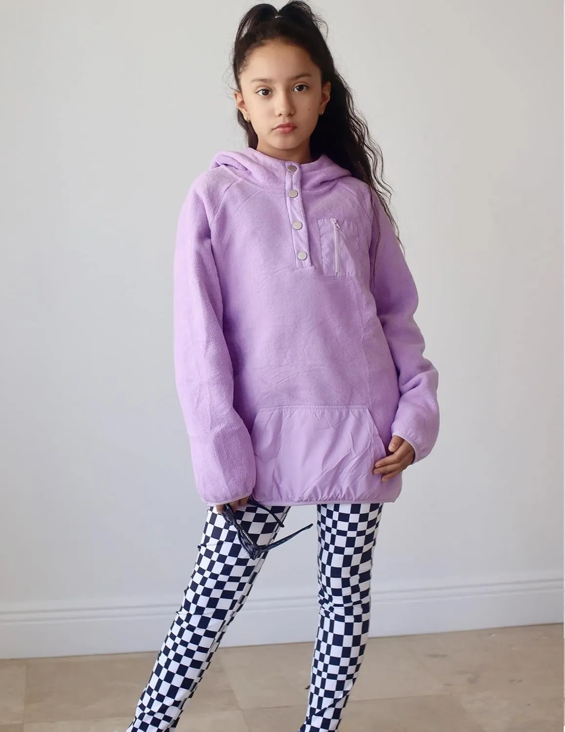 Arshiner Girls Fleece Pullover Hooded Sweatshirt Colorblock Sherpa Hoodie