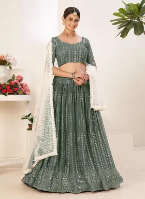 Art Silk Sage Green Lehenga Choli