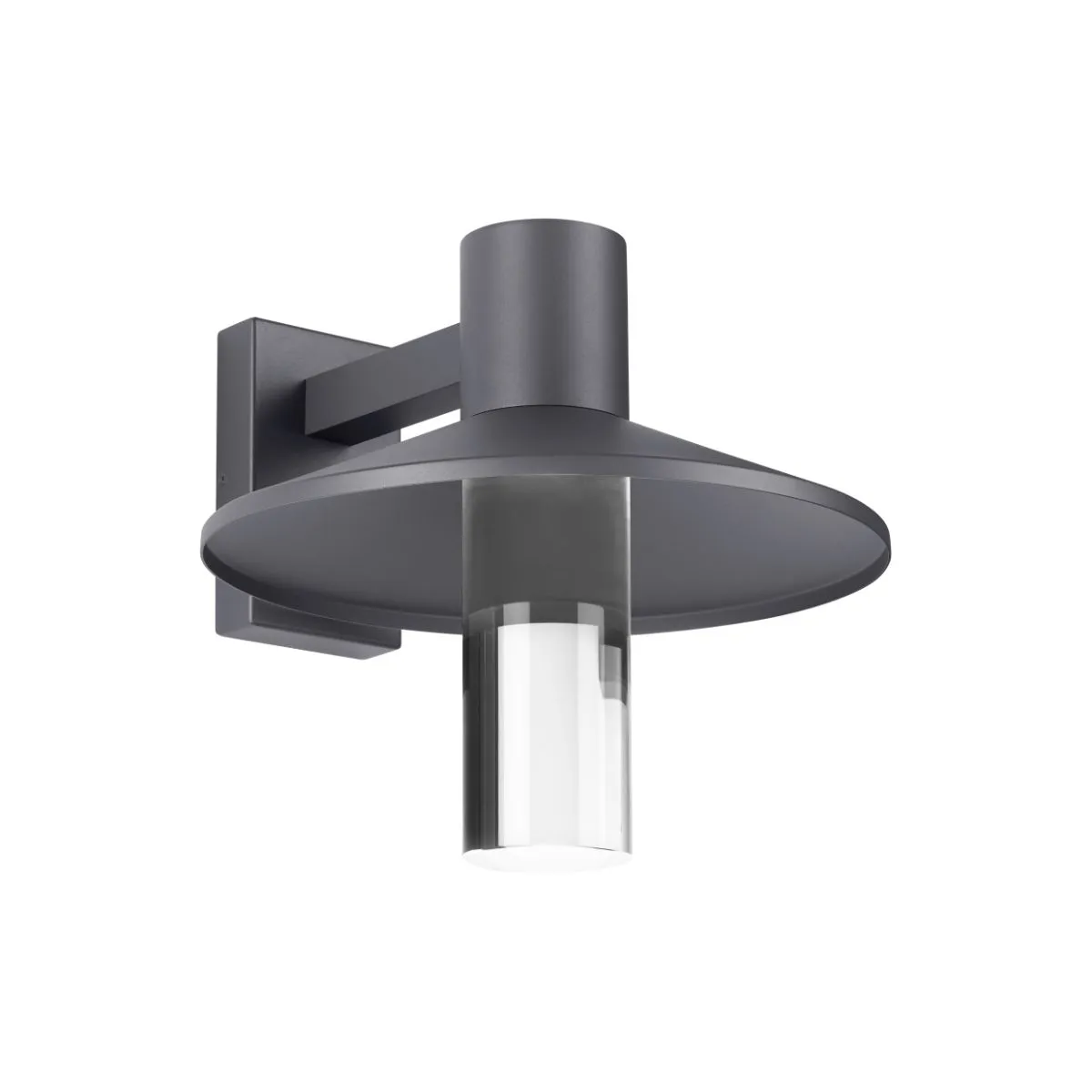 Ash 16 In. LED Lo-Output Outdoor Wall Sconce 591 Lumens 3000K Surge Protection Gray Finish Clear Cylinder