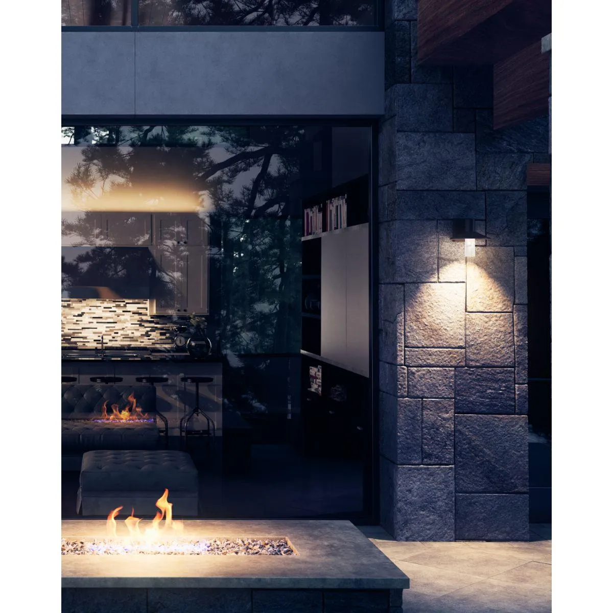 Ash 8 In. LED Lo-Output Outdoor Wall Sconce 515 Lumens 2700K Button Photocontrol Bronze Finish Clear Cylinder