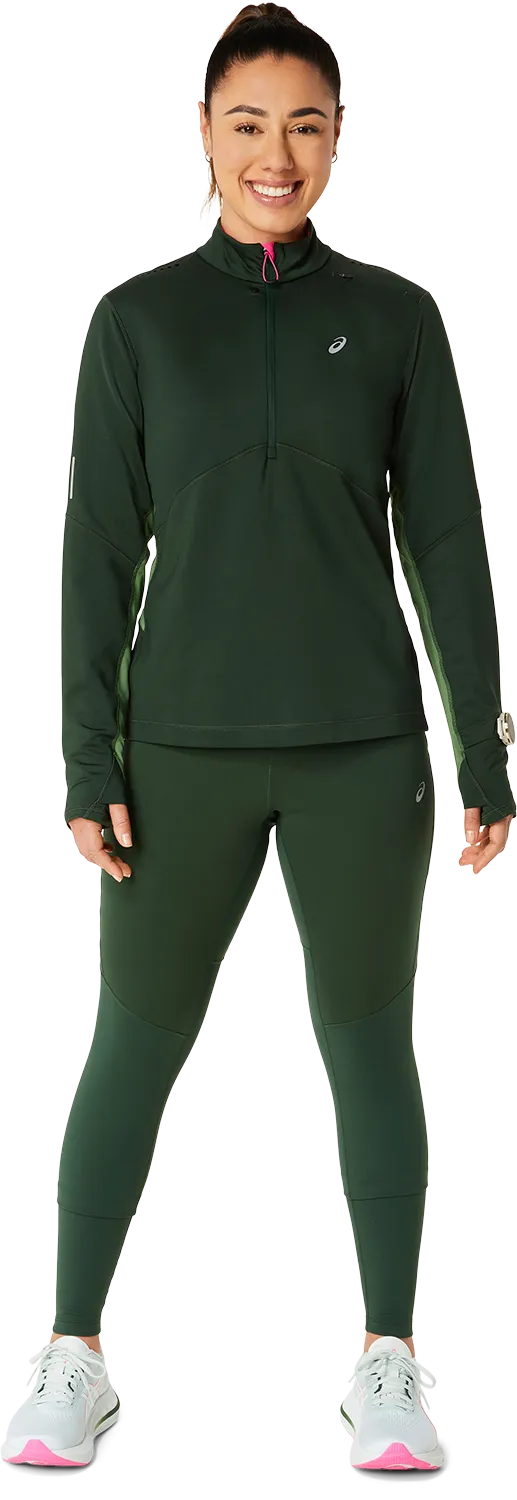 Asics Women&#x27;s Winter Run 1/2 Zip Mid Layer Rain Forest/Cedar Green | Buy Asics Women&#x27;s Winter Run 1/2 Zip Mid Layer Rain Forest/Cedar Green here | Outnorth