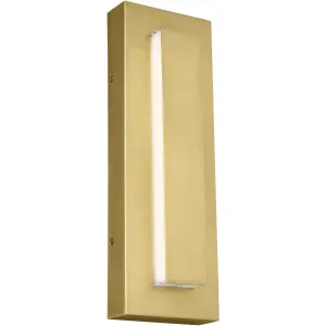 Aspen 15 In. LED Outdoor Wall Sconce Natural Brass Finish