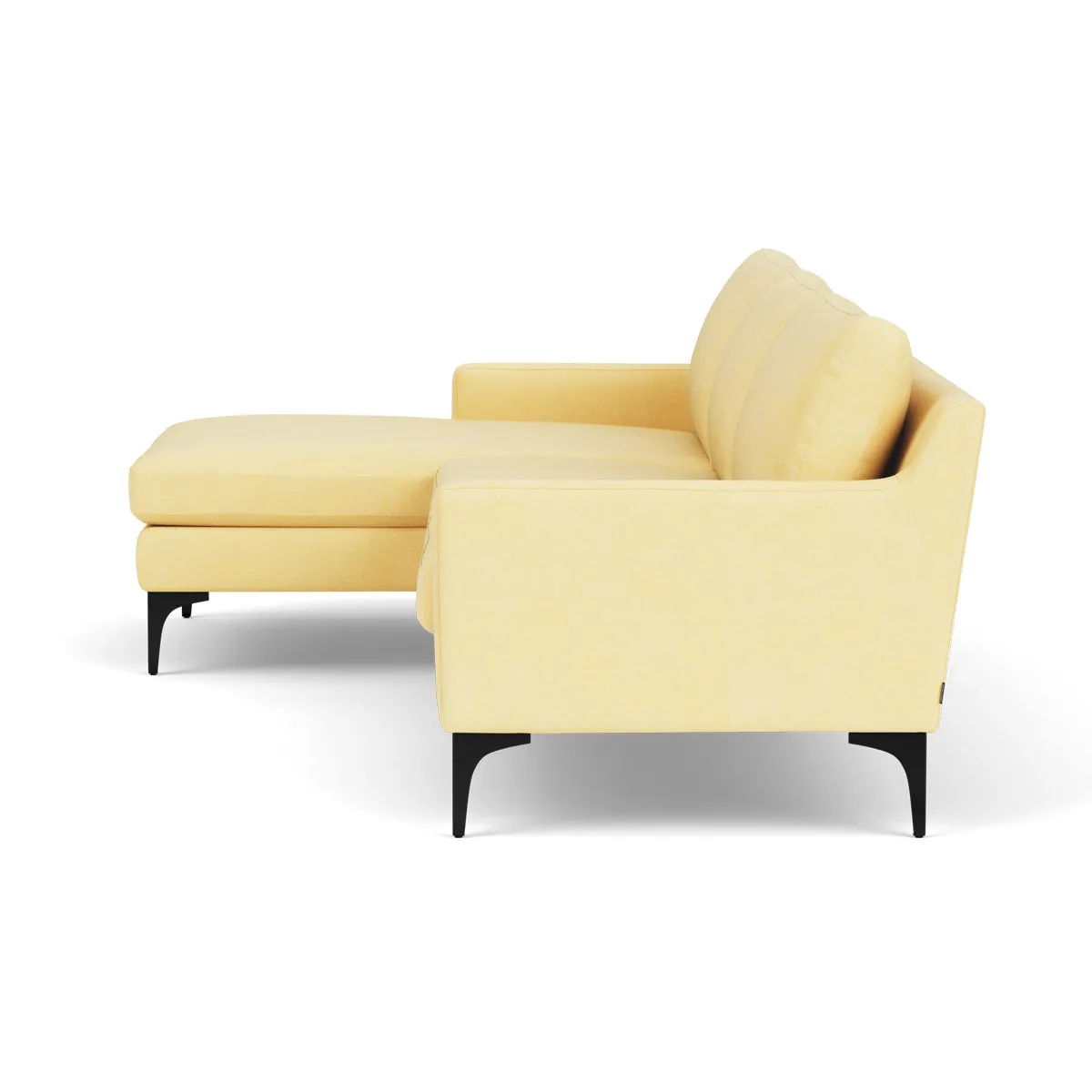 Astha Fabric Left Chaise Sofa (Black Metal, Sun)