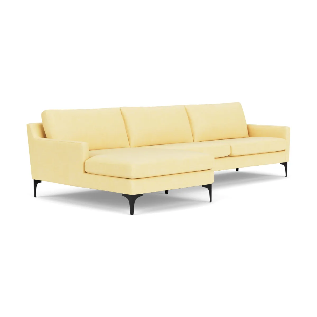 Astha Fabric Left Chaise Sofa (Black Metal, Sun)