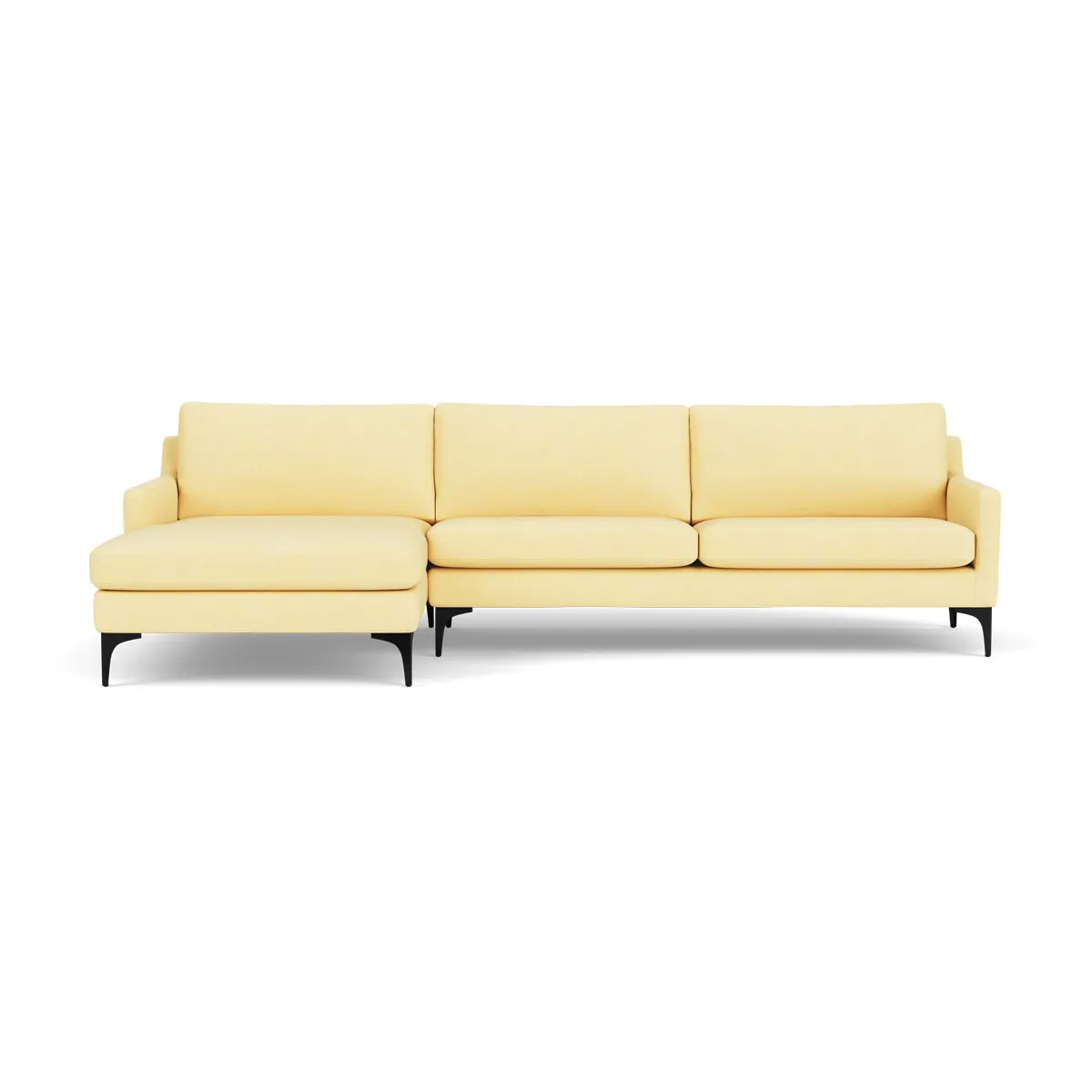 Astha Fabric Left Chaise Sofa (Black Metal, Sun)