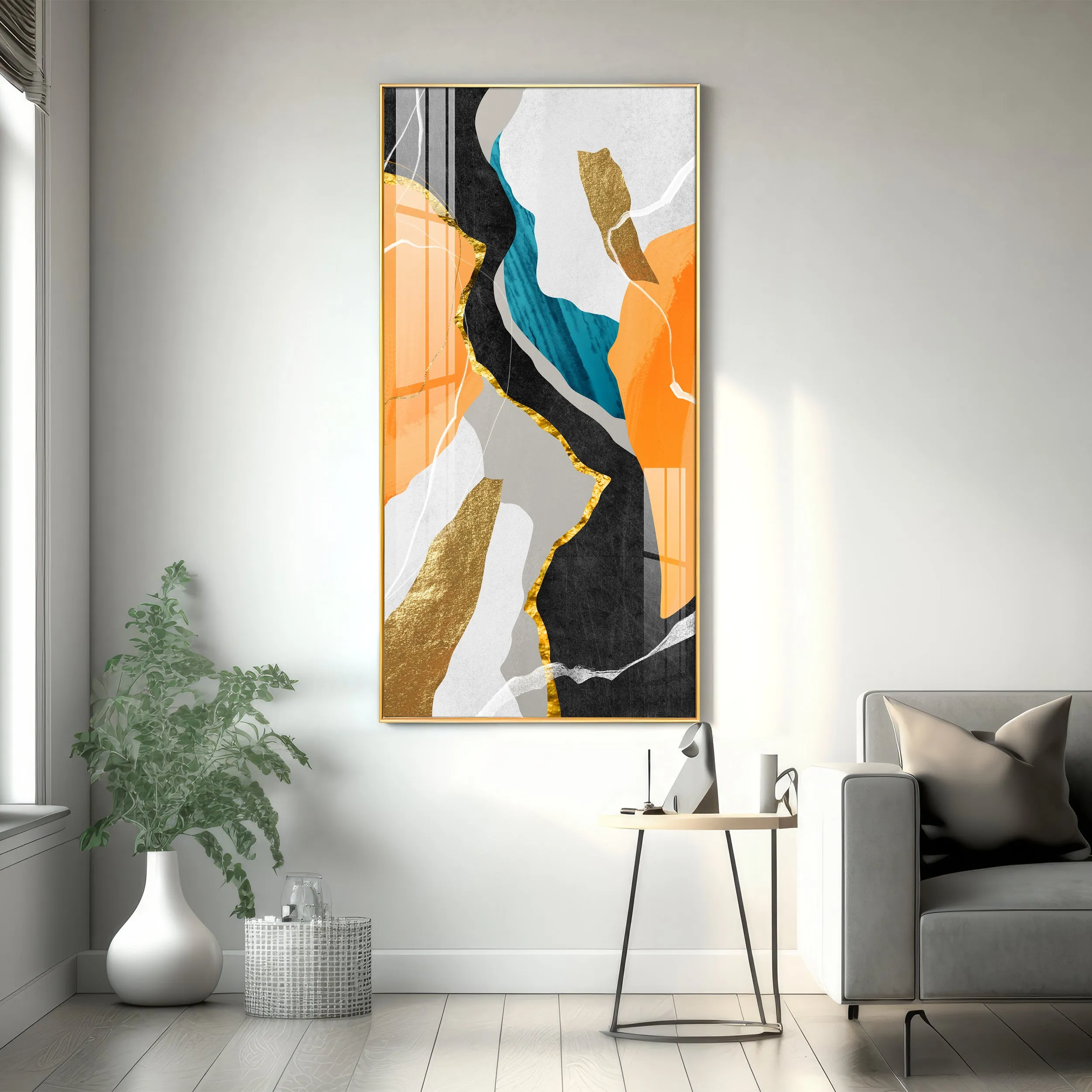 Asymmetrical Stripes Premium Acrylic Vertical Wall Art
