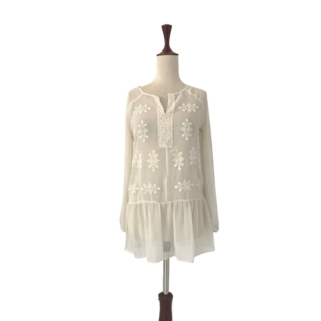 Atmosphere Cream Sheer Peasant Top | Pre Loved |