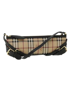 Authentic Burberry Nova Check Shoulder Bag in Beige Canvas Leather