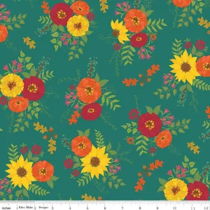 Autumn Afternoon Main Teal Yardage by Heather Peterson | Riley Blake Designs
