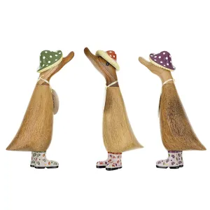 Autumnal Toadstool Hats and Boots Wooden Ducklings - Choice of Colour