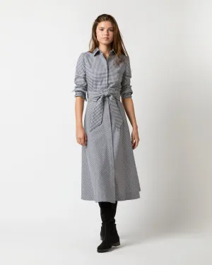 Avery Shirtwaist Dress in Ink/Bone Check Stretch Cotton