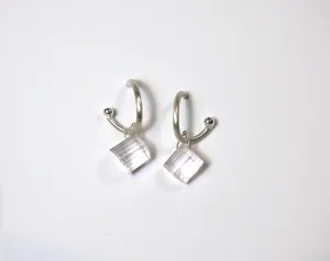 B E hoops with rose quartz