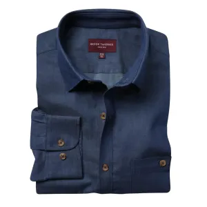 BA145-18 Brook Taverner Mens Jasper Long Sleeve Chambray Shirt Navy 18"