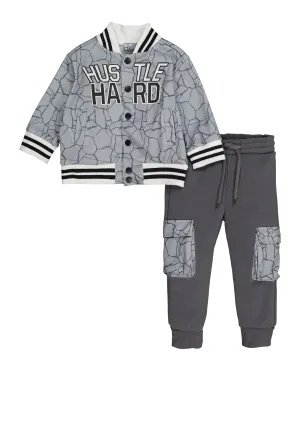 Baby Boys 12-24M Hustle Hard Varsity Jackets and Cargo Joggers