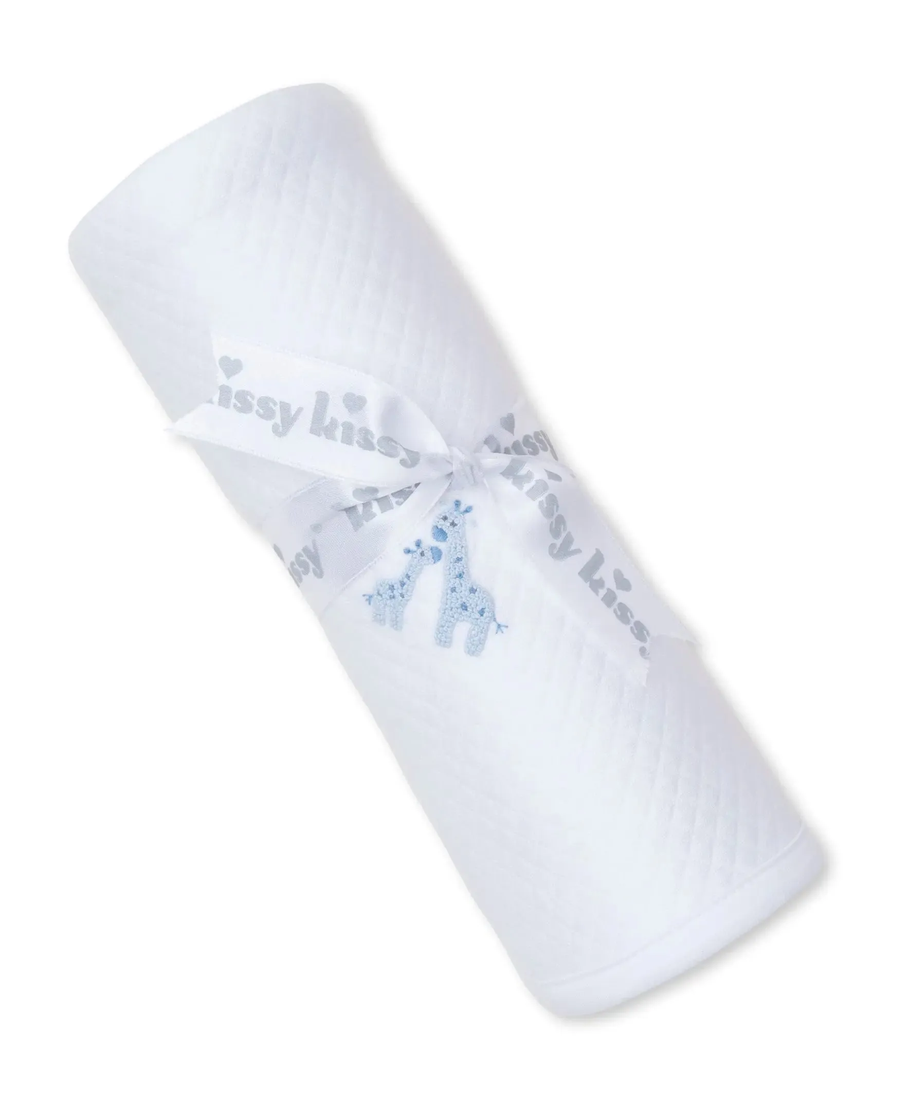 Baby Boys Hand-embroidered Jacquard Receiving Blanket - Premier Giraffe Glee