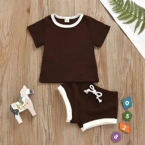 Baby Breathable Solid Top and Shorts Set