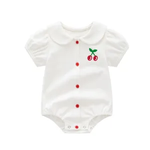 Baby Girl Adorable Cherry Short Sleeve Onesie