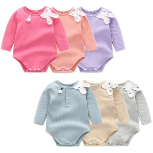 Baby Girl Bunny Ears Long Sleeve Onesie (6 Colors)