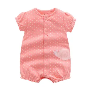 Baby Girl Pink Snail Pattern Jumpsuit