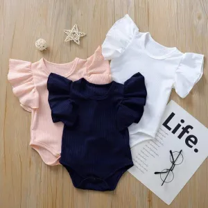 Baby Girl Ruffle Sleeves Casual Onesie (3 Colors)