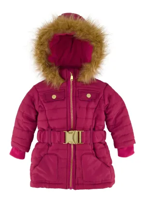 Baby Girls 12-24M Faux Fur Trim Puffer Jacket
