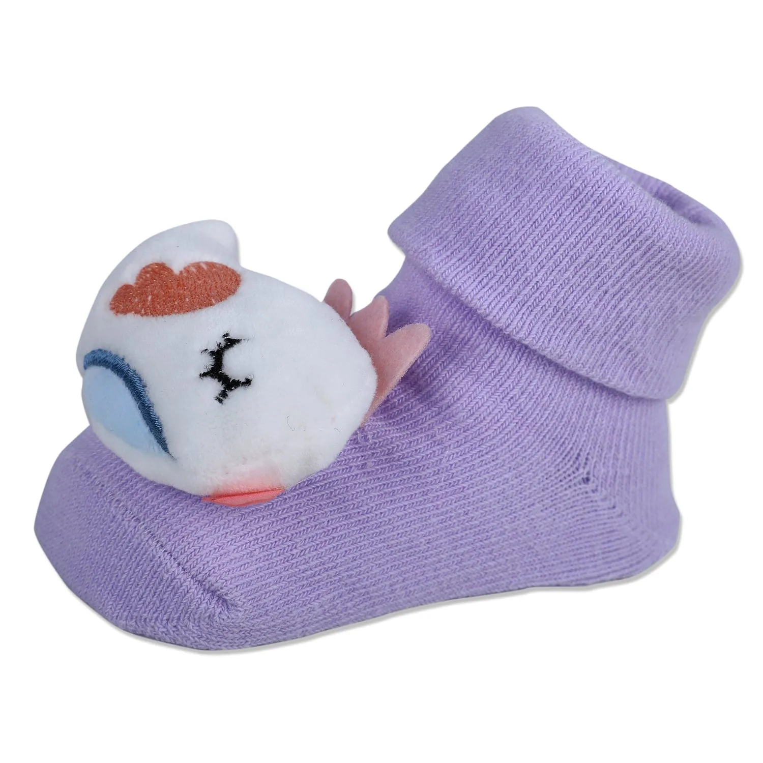 Baby Moo Sleeping Bird Cotton Anti-Skid 3D Socks - Purple