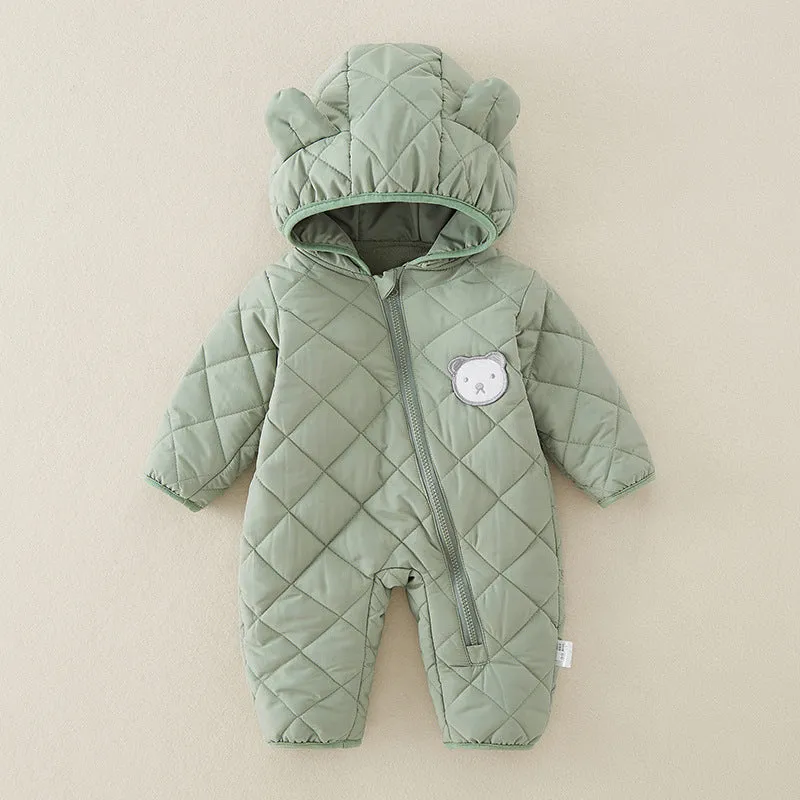 Baby Newborn Jumpsuit Hooded Thicken Winter  Outwear Snowsuit