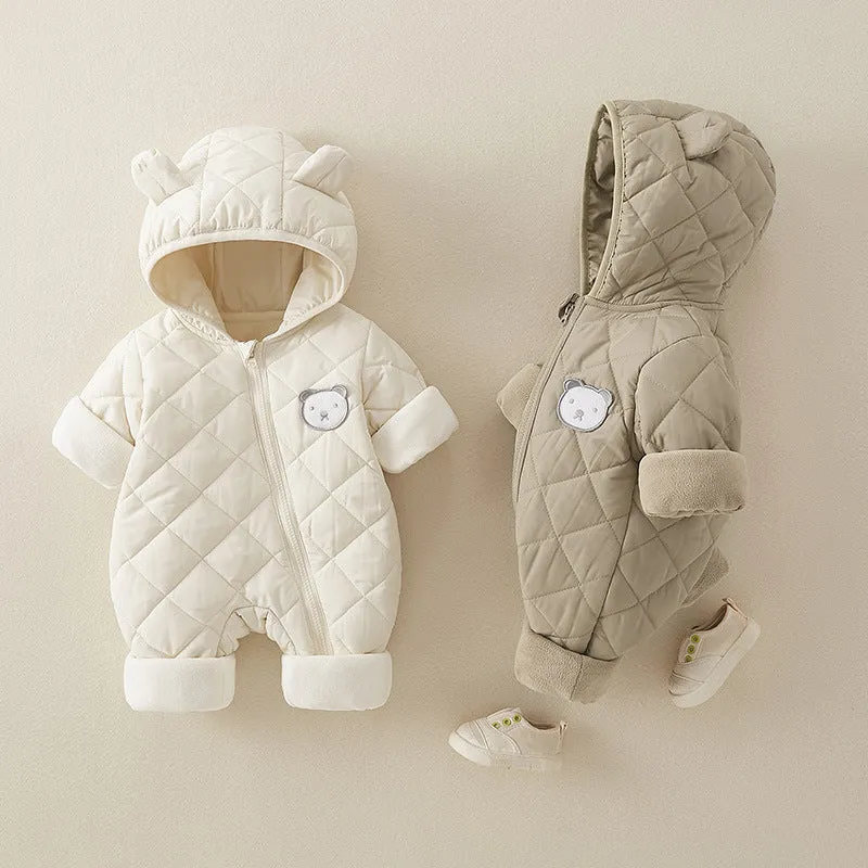 Baby Newborn Jumpsuit Hooded Thicken Winter  Outwear Snowsuit