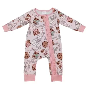 Baby Romper - Christmas - Milk & Cookies Girls Zip