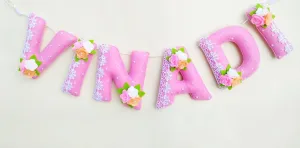 Baby wall art, name sign, Floral nursery decor, felt name banner, personalized gift, baby gift, baby shower, baby name garland