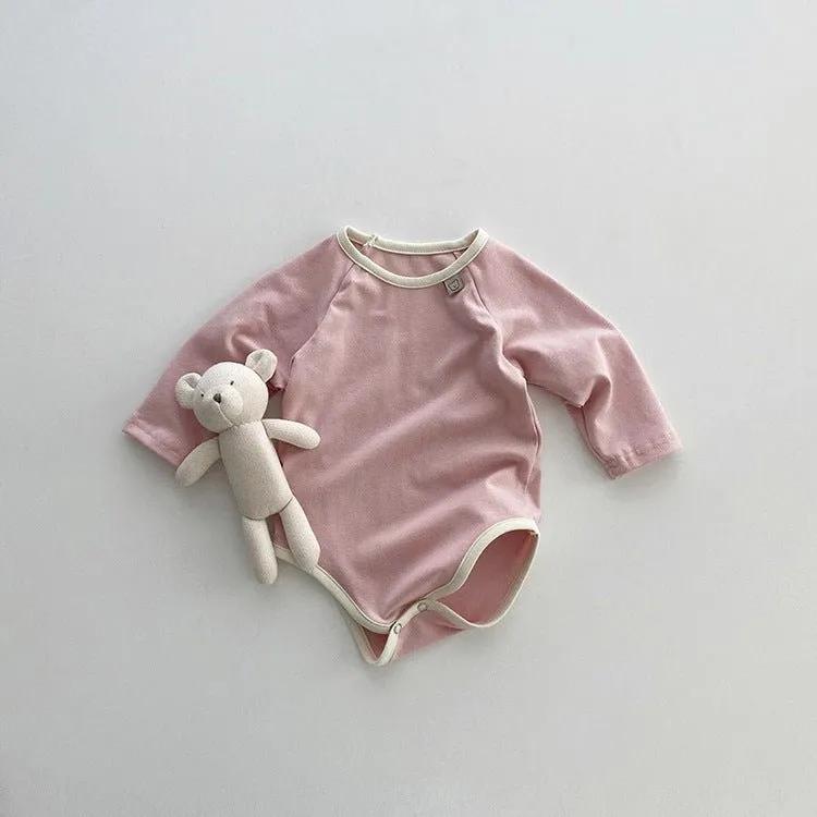 Baby's Long Sleeve Cotton Onesie (4 Colors)
