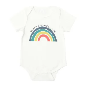 Baby's Rainbow Print White Short-sleeve Romper